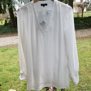EUC sheer white blouse M